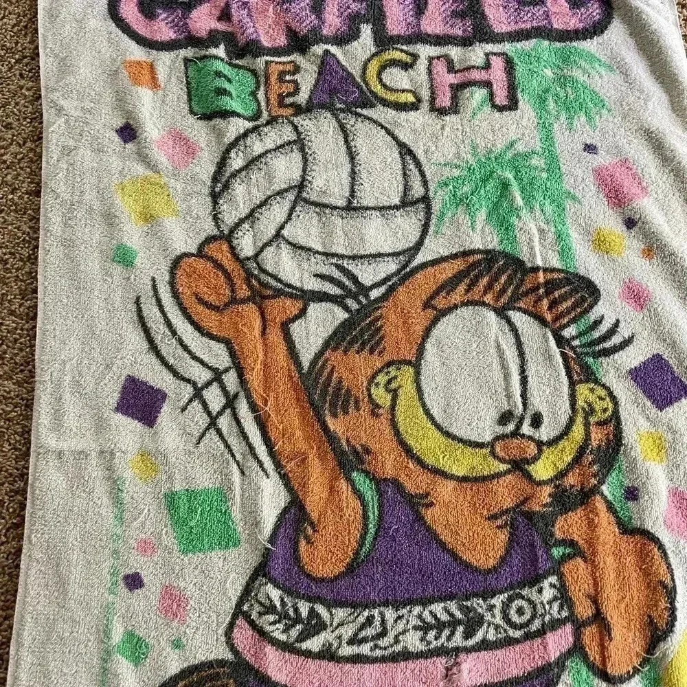 Vtg 1978 Garfield - Beach Volleyball - Jim Davis Beach Towel 52” X 28” Franco